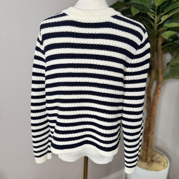 Ba&sh Gamden Navy White Striped Knit Cardigan Sweater Large Stripes Lady Chunky - Picture 6 of 9